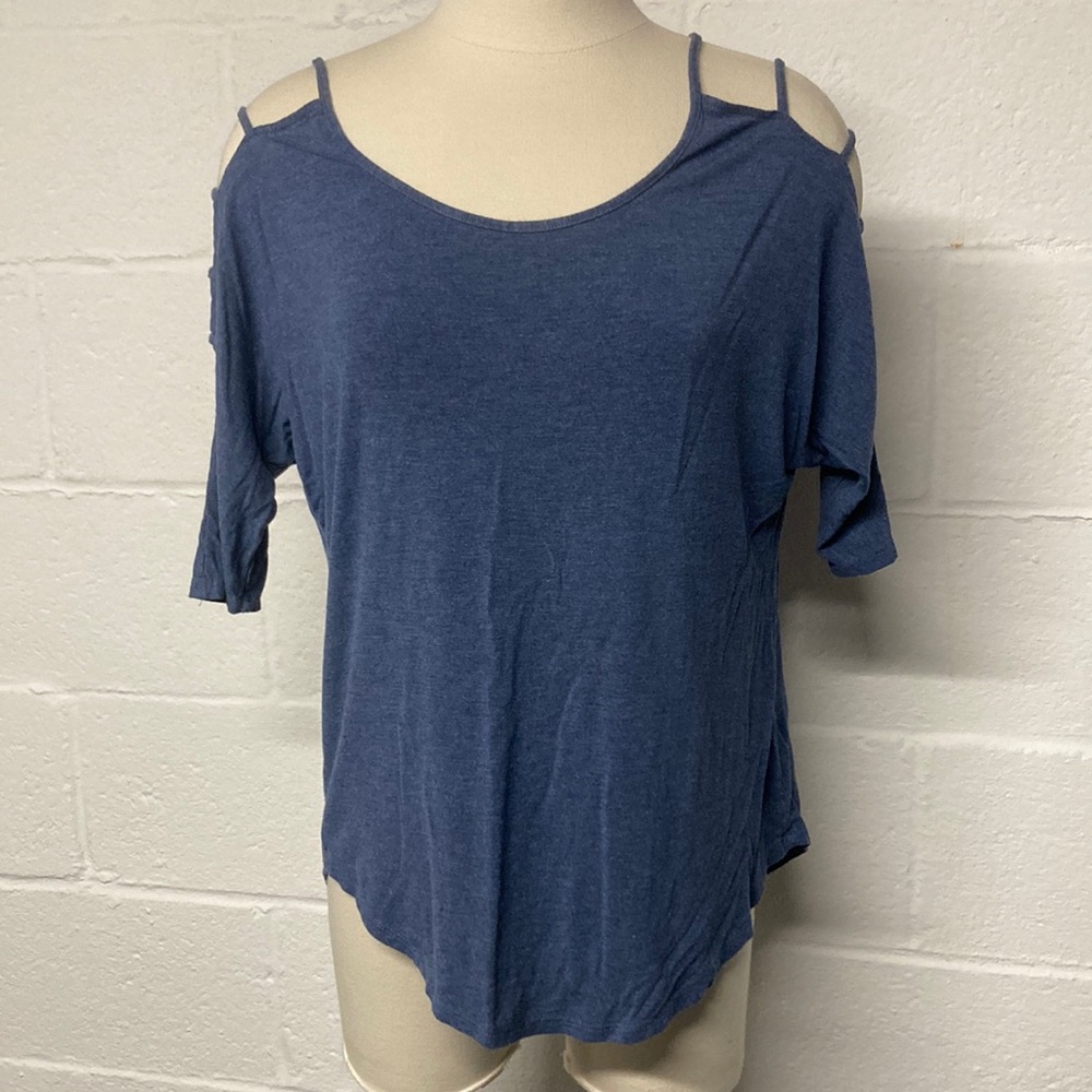 VENUS Blue Cage Shoulder Top